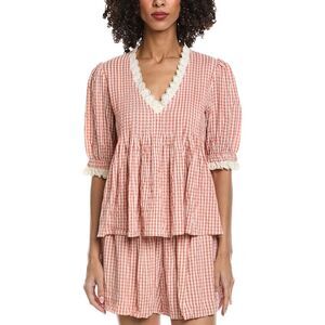 Reveriee Womens Check Top, Pink
